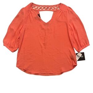 NWT BY & BY Coral Hide and Go Chic 3/4 Length Sleeve Sheer Blouse Size M
